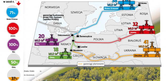 Gazociagi w Europie Środkowej - wykorzystanie w 2016 r.